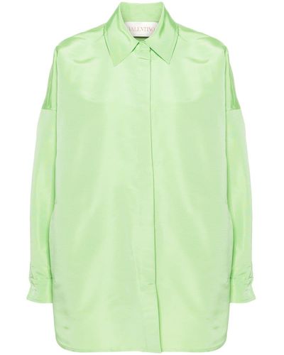 Valentino Garavani Long-sleeve Silk Overshirt - Green