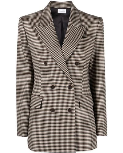 P.A.R.O.S.H. Gingham-pattern Double-breasted Blazer - Brown