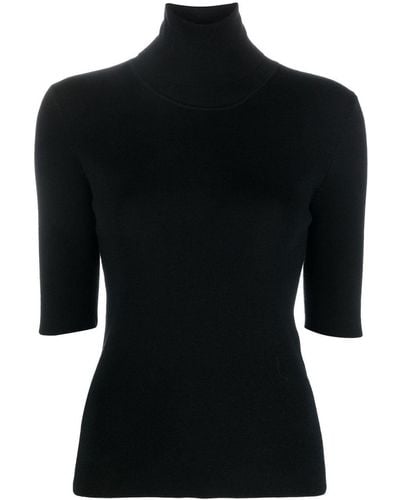 Filippa K Roll-neck Fine-knit Top - Black