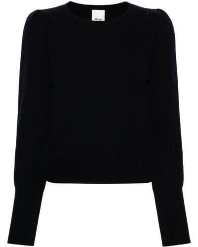 Allude Puff-sleeve Cashmere Sweater - Black