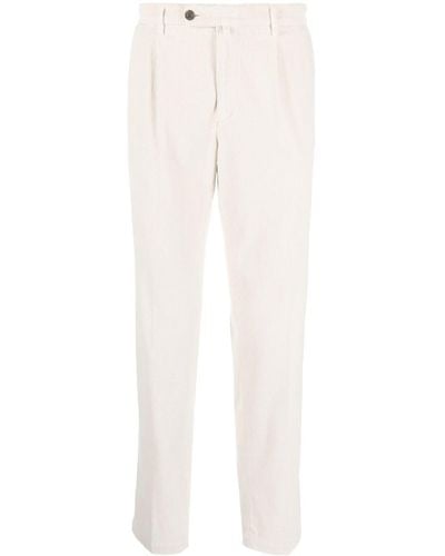 Corneliani Pantalon droit en velours côtelé - Blanc