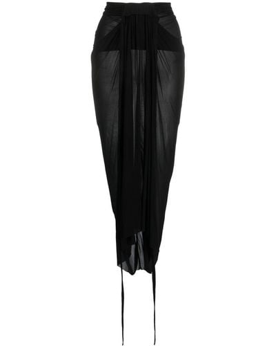 Rick Owens Long Jersey Pleated Skirt - Black