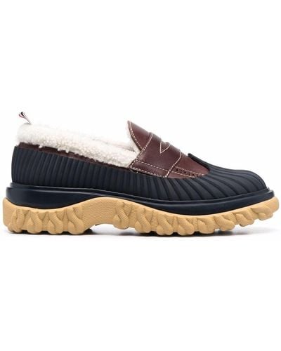 Thom Browne Shearling-lined Panelled Loafers - Blue