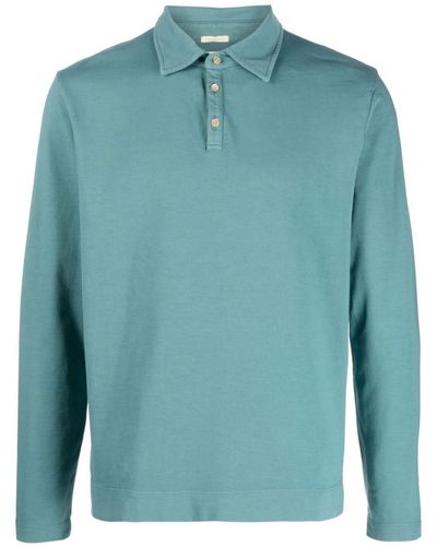 Massimo Alba Long-sleeved Cotton Polo Shirt - Blue