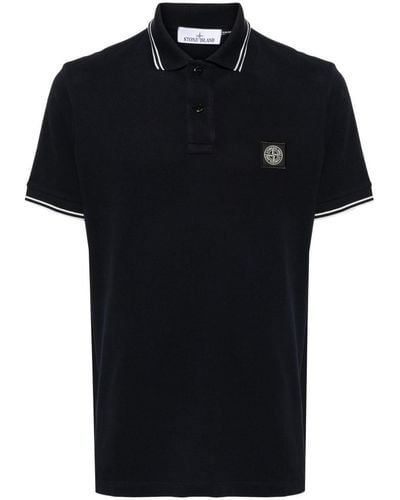 Stone Island Poloshirt aus Pikee - Schwarz