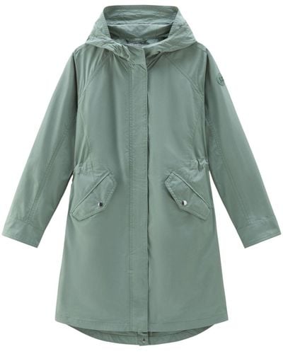 Woolrich Single-breasted Hooded Parka Coat - Green