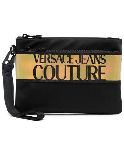 Versace ロゴ ジップ クラッチバッグ - ブラック