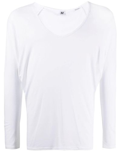 Random Identities V-neck Long-sleeved T-shirt - White