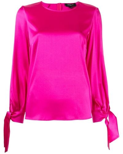 Paule Ka Raso Bow-detail Long-sleeve Silk Top - Pink