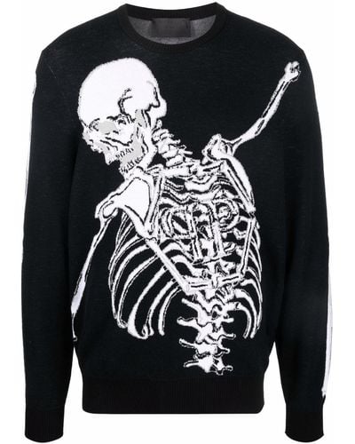 Philipp Plein Skull-knit Cotton-merino Sweater - Black
