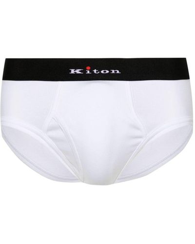 Kiton Slip en coton à taille à logo - Blanc