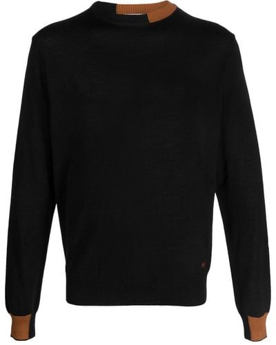 Manuel Ritz Logo-embroidered Two-tone Sweater - Black