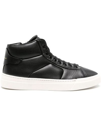 Santoni High-top Leather Sneakers - Black