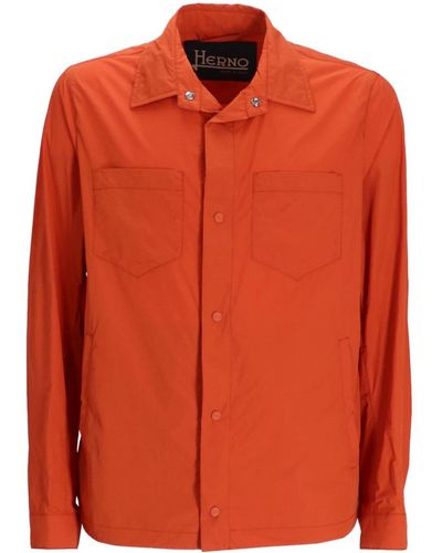 Herno Overhemd Met Meerdere Zakken - Oranje
