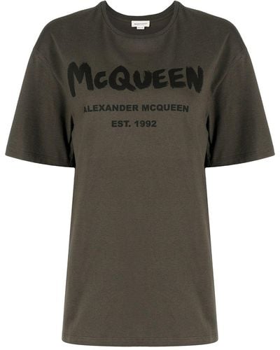 Alexander McQueen Logo-print Cotton T-shirt - Brown