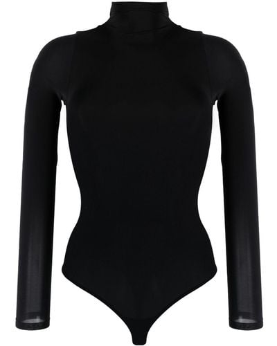 Wolford Buenos Aires String Semi-sheer Bodysuit - Black