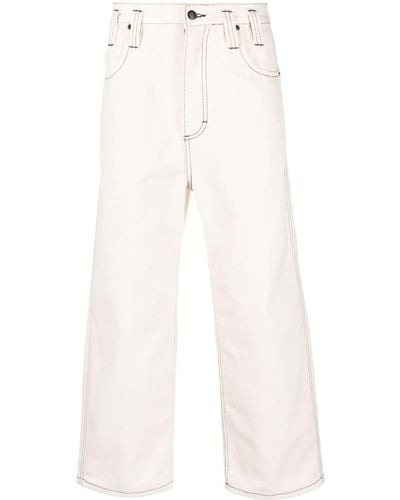 Eckhaus Latta Pantalon ample à coupe courte - Blanc