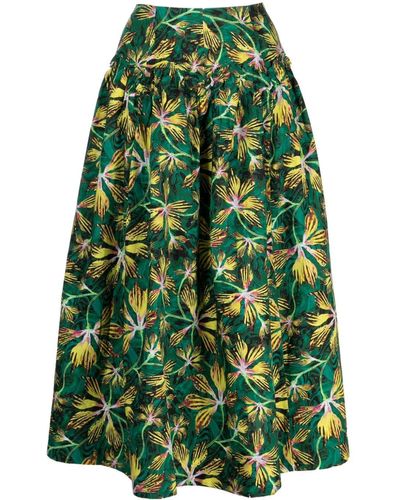 Ulla Johnson Jupe plissée Emmy à fleurs - Vert