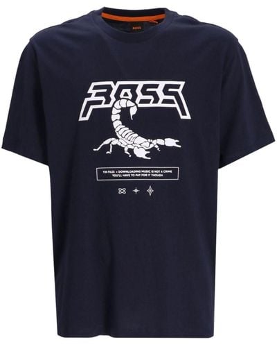 BOSS Tescorpion Graphic-print Cotton T-shirt - Blue