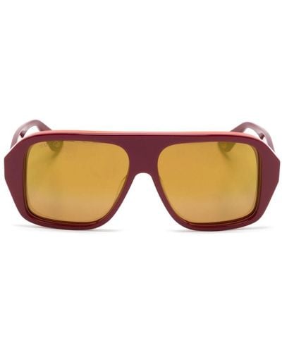 Gucci Oversized-Sonnenbrille mit Logo-Gravur - Rot