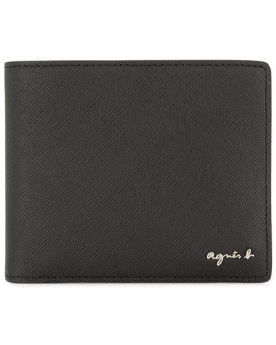 agnès b. Bi-fold Logo Wallet - Black