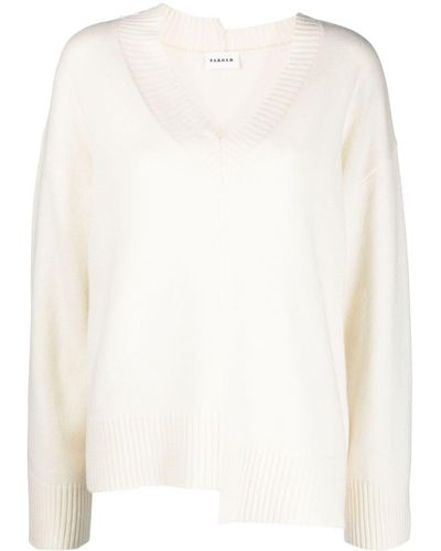 P.A.R.O.S.H. Asymmetric V-neck Sweatshirt - White