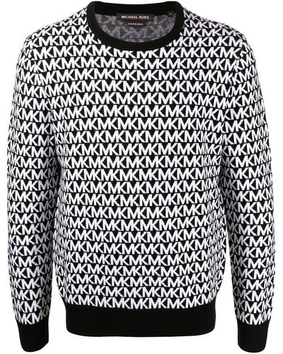 Michael Kors Logo-jacquard Crew Neck Sweater - Black