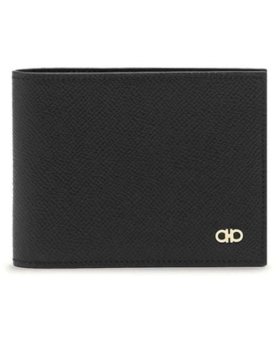 Ferragamo Gancini Bi-fold Leather Wallet - Black