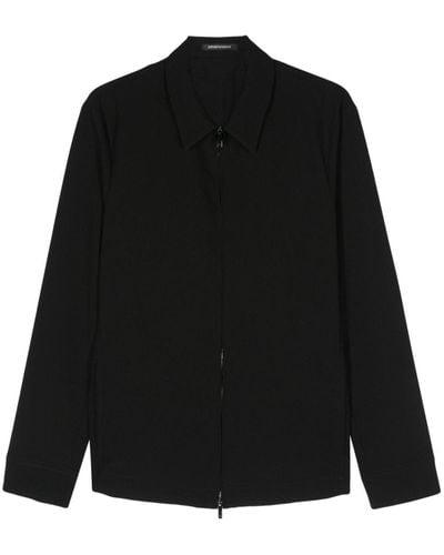 Emporio Armani Reißverschluss-Jacke mit Waffeloptik - Schwarz