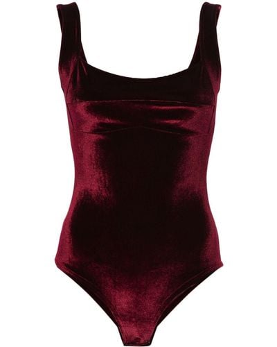 Atu Body Couture Square-neck Velvet Bodysuit - Red