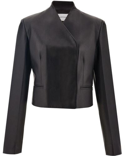 Ferragamo V-neck Leather Jacket - Black