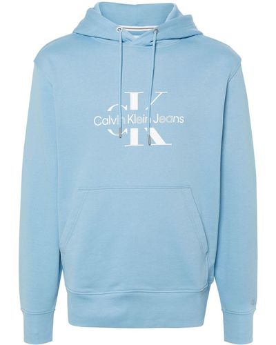 Calvin Klein Felpa in cotone con stampa logo - Blu