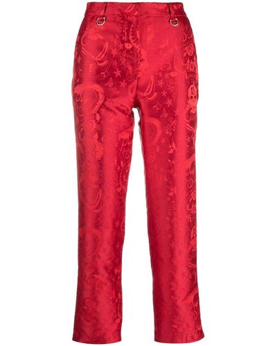 John Richmond Pattern-jacquard Cropped Trousers - Red