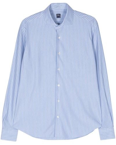 Fedeli Striped Jersey Shirt - Blue