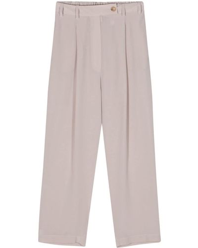 Alysi High-waist Cropped Silk Pants - White