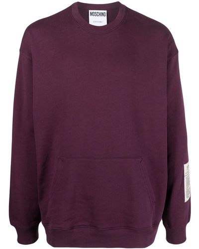 Moschino Logo-patch Organic Cotton Sweatshirt - Purple
