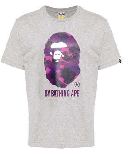 A Bathing Ape Logo-print Cotton T-shirt - Gray