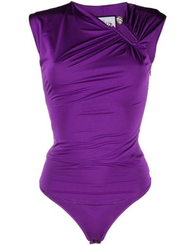 Philipp Plein Skull-embellished Bodysuit - Purple