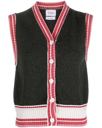 Barrie Stripe-detail Sleeveless Cashmere Vest - Black