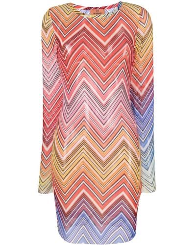 Missoni T-shirt Met Lange Mouwen En Zigzag Patroon - Roze