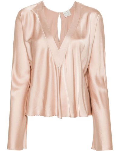 Forte Forte V-neck Satin Blouse - Pink