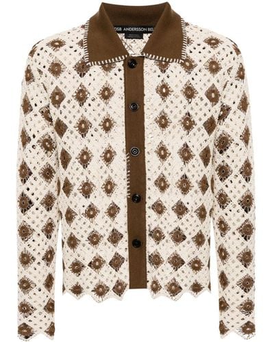 ANDERSSON BELL Crochet-knit Cotton-blend Cardigan - Brown