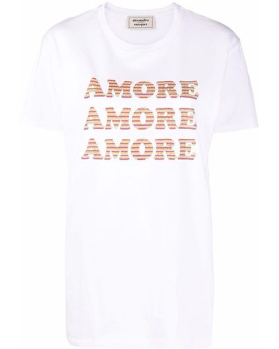 ALESSANDRO ENRIQUEZ Slogan-print Round-neck T-shirt - White