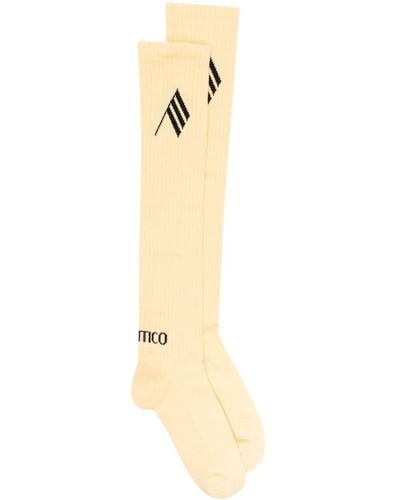 The Attico Intarsia-logo Ribbed Socks - Metallic