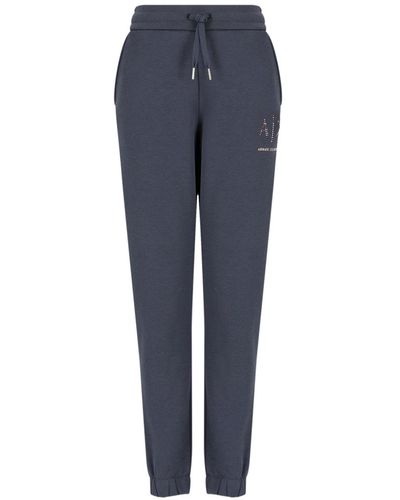 Armani Exchange Pantalones de chándal con logo - Azul
