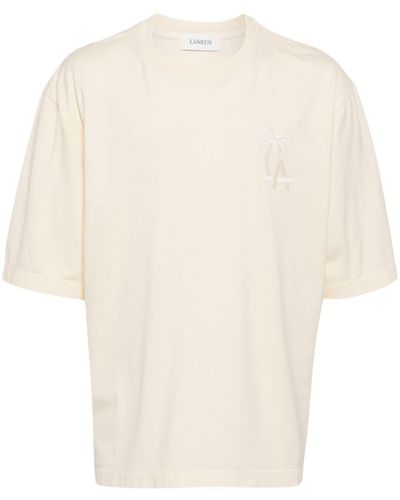 Laneus Palm Logo-embroidered Cotton T-shirt - Wit