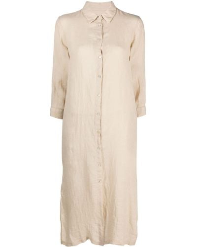 120% Lino Linen Maxi Shirt Dress - Natural