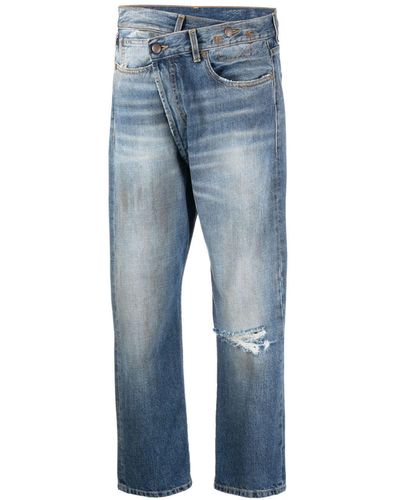 R13 Jeans crop con effetto schiarito - Blu