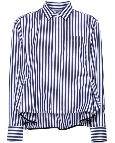 Sacai Striped Handkerchief-hem Shirt - Blue