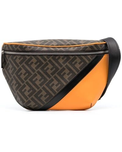 Fendi Monogram-pattern Leather Belt Bag - Grey